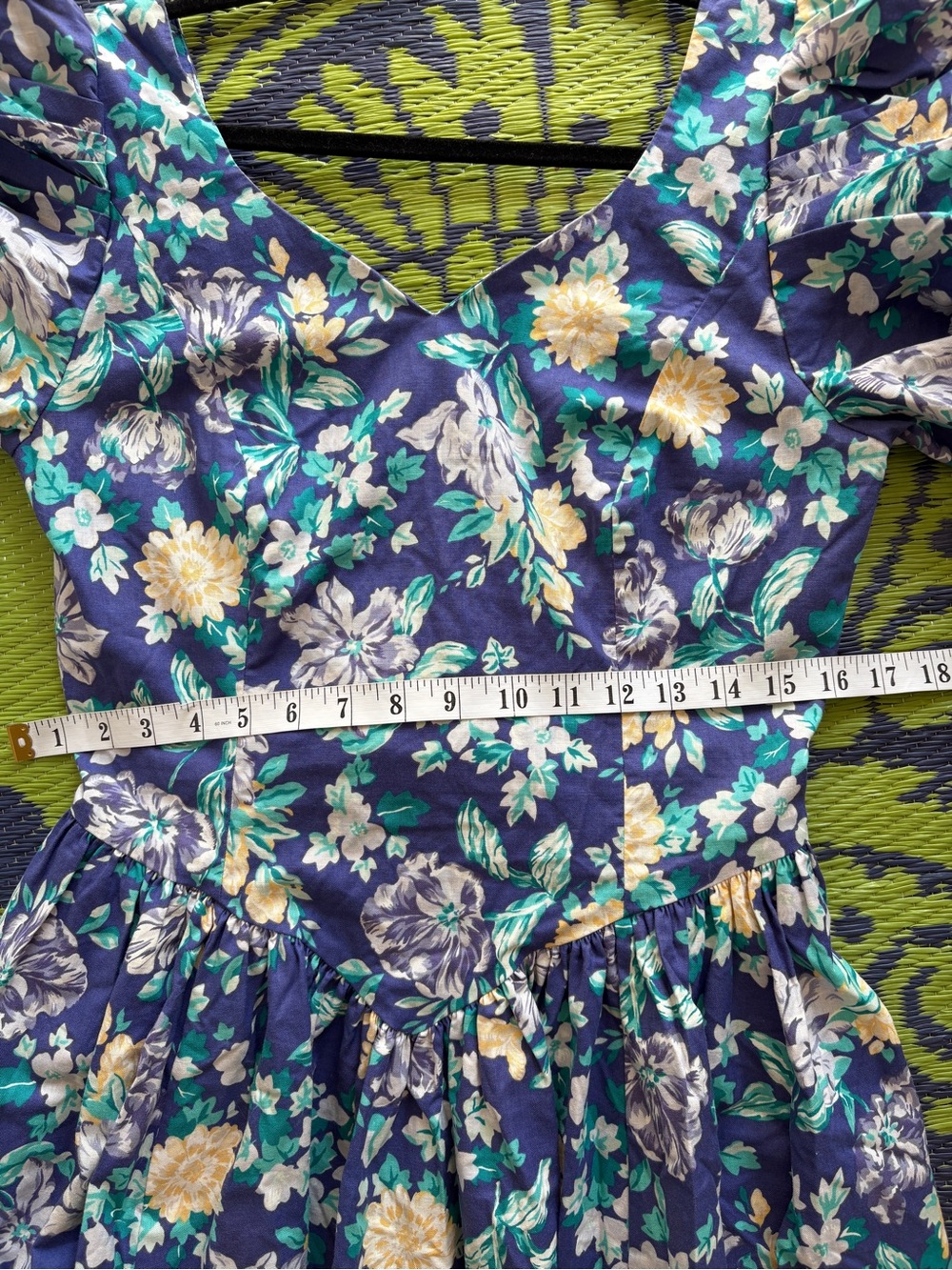 Laura Ashley Vintage Blue Floral Puff Sleeve Midi Dress UK 14 US 12 Cottagecore - Picture 10 of 11